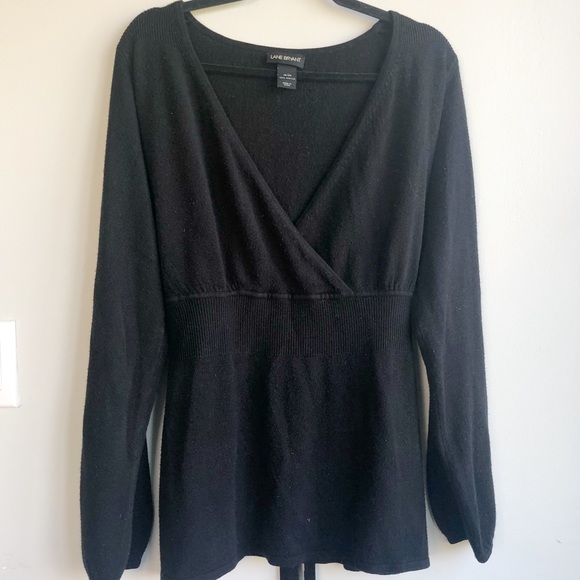 Lane Bryant Black Ballerina Style Faux Wrap Style Sweater - Picture 1 of 5